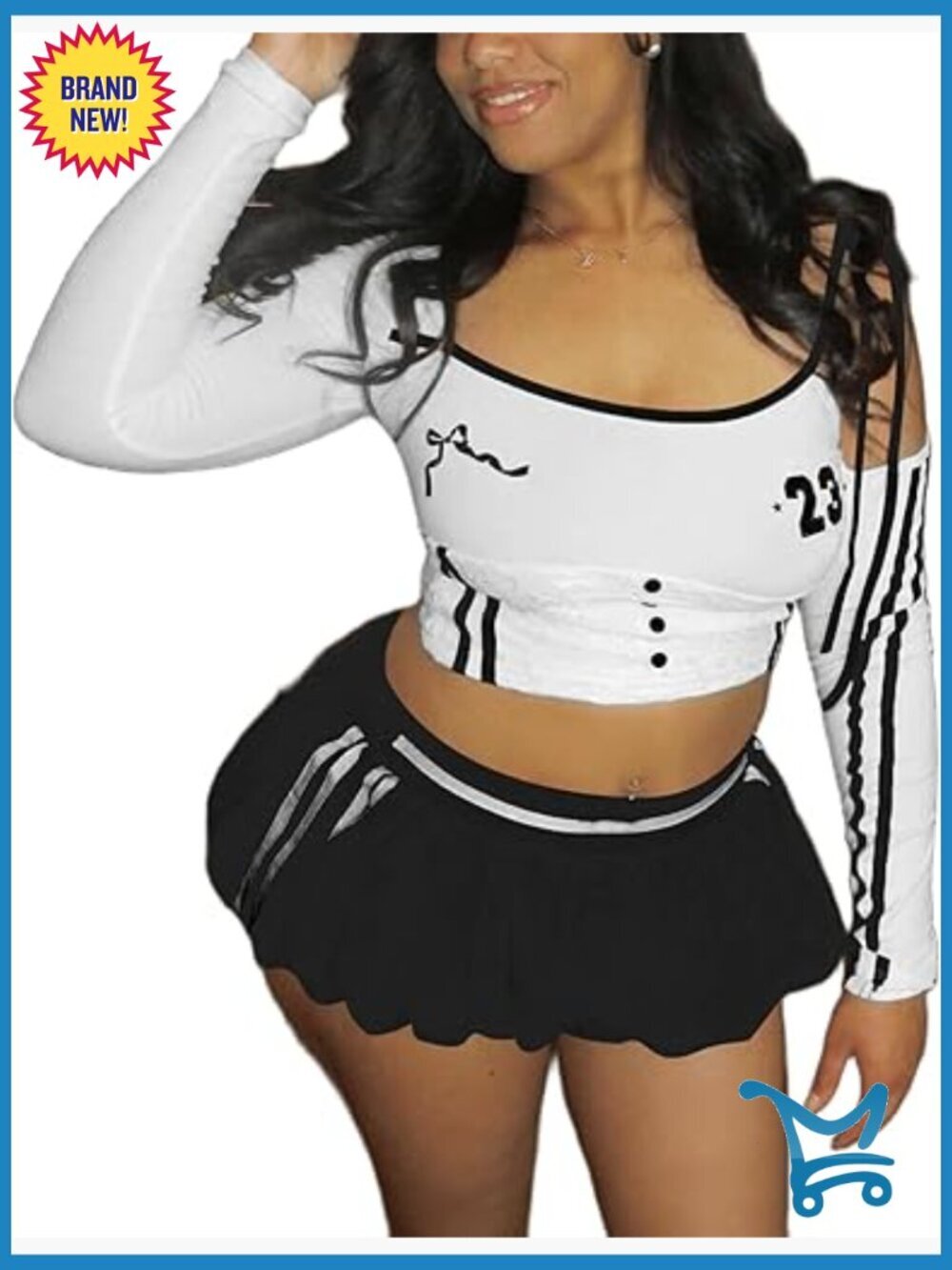 Two Piece Outfits Sexy Y2K Going Out Crop Top Bubble Mini Skort Set